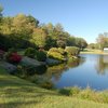 A view of the 15th tee with water coming into play from right at Manchester Country Club