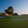 A view of hole #18 and clubhouse at Penobscot Valley Country Club