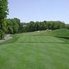 View of the 1st hole of Tashua Glen (Par 4, Dogleg Left) from the back tee.